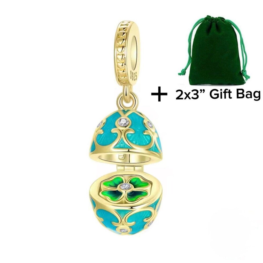 Faberge Style Egg Dangle Charm | 925 Silver | Brand New